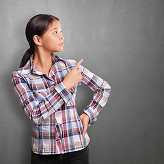 Image showing Asian Girl With Pointing Finger