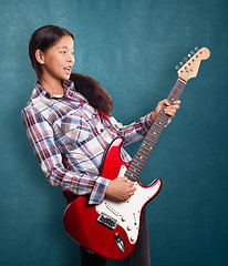 Image showing Asian Girl With Guitar