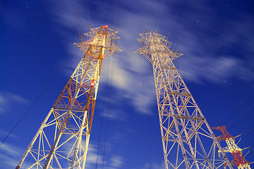 Image showing night pylons