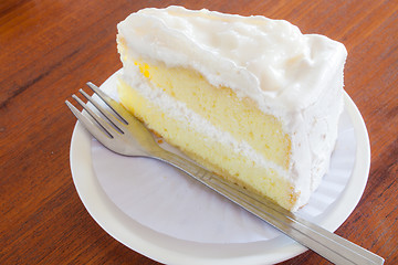 Image showing A piece of young coconut cake