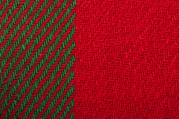 Image showing Handmade knit green and red background