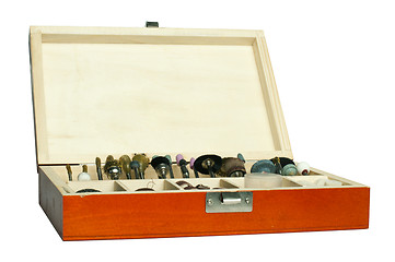 Image showing Box of tools for sharpening and grinding