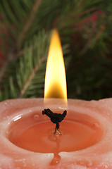 Image showing Christmas candle on the festive table