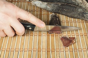 Image showing Homemade natural veal dried meat
