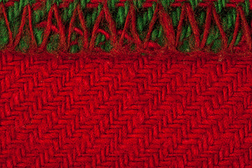 Image showing Handmade knit green and red background