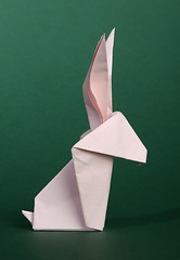 Image showing Origami pink rabbit