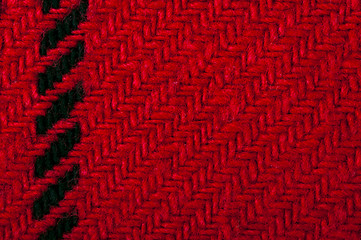 Image showing Handmade knit green and red background