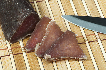 Image showing Homemade natural veal dried meat