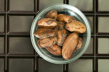 Image showing Chocolate bar and cocoa beans