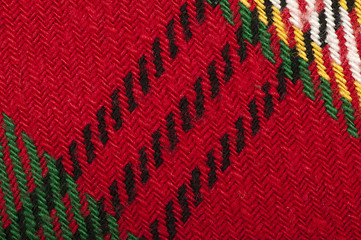 Image showing Handmade knit green and red background