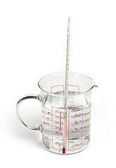 Image showing Thermometer measures the temperature of the water