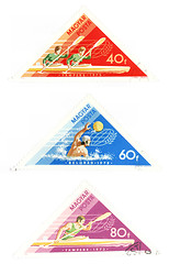 Image showing Obsolete post stamps with water sports