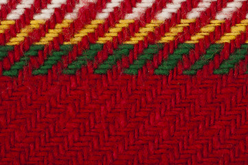 Image showing Handmade knit green and red background