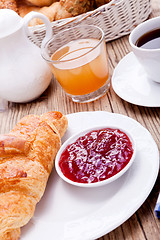 Image showing healthy french breakfast coffee croissant