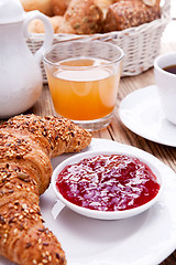 Image showing healthy french breakfast coffee croissant