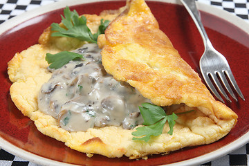 Image showing Mushroom souffle omelet