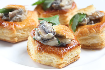 Image showing Homemade mushroom vol-au-vents