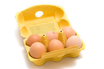 Image showing A carton of eggs from the top.