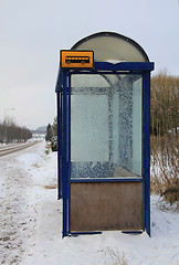 Image showing Local Bus Stop Shelter in Winter Frost