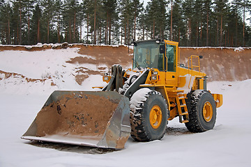 Image showing Wheel Loader at Winter Sand Pit