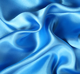 Image showing Smooth elegant blue silk as background