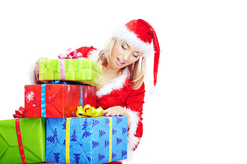 Image showing Xmas gifts and Santa