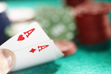 Image showing Cards and casino chips