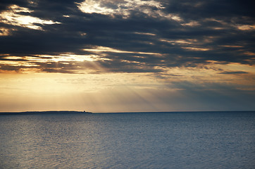 Image showing Sea and sunset