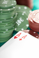 Image showing Cards and casino chips