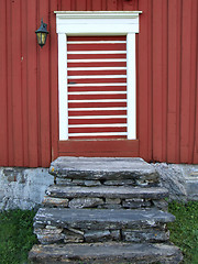 Image showing Funny painted door in Norway