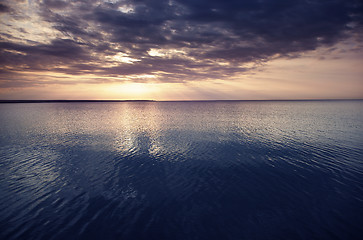 Image showing Sunset at the sea