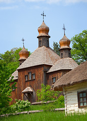 Image showing Old wooden Church. Ukraine Pirogovo