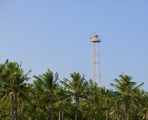 Image showing Modern lighthouse on Gili island. Indonesia.