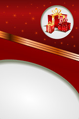Image showing Christmas gift on red background. Illustration