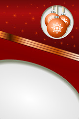 Image showing Christmas balls on a red festive background