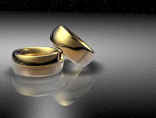 Image showing Two wedding ring on a night sky background