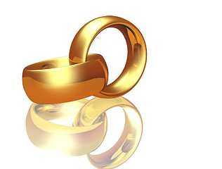 Image showing Two wedding ring on a white background