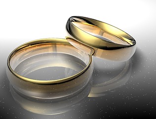 Image showing Two wedding ring on a night sky background