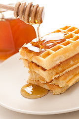 Image showing waffle with honey