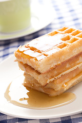 Image showing waffle with honey