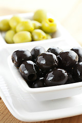 Image showing green and black olives