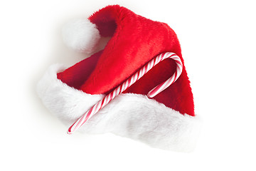 Image showing stripy candy cane and xmas hat