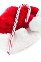 Image showing stripy candy cane and xmas hat