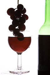 Image showing Red Wine With Grapes