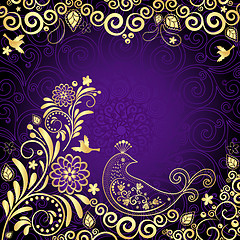 Image showing Vintage gold-violet frame