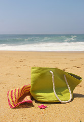 Image showing Green beach bag