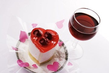 Image showing Red Wine With Dessert