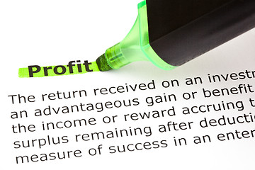 Image showing Profit highlighted in green