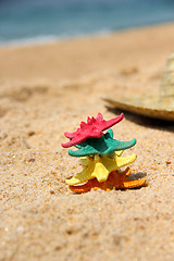 Image showing Funny starfishes on the beach 