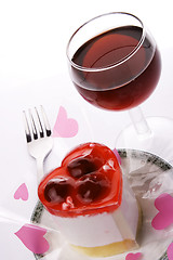 Image showing Red Wine With Dessert